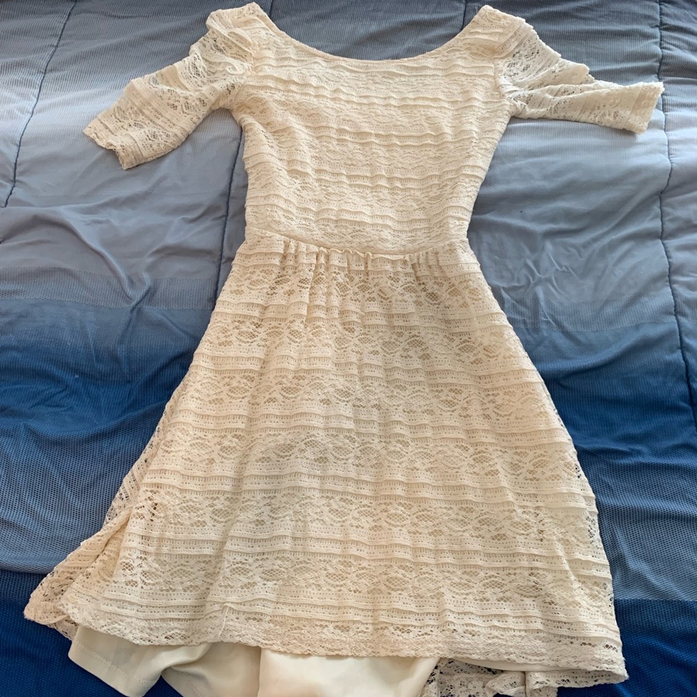 Cream dress with sleeves